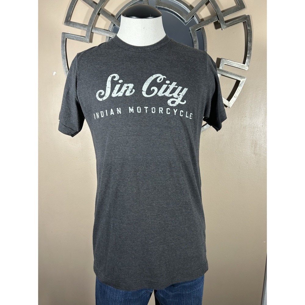 Sin City Indian Motorcycle Shirt Mens Small‎ S Gray Las Vegas Biker Tee